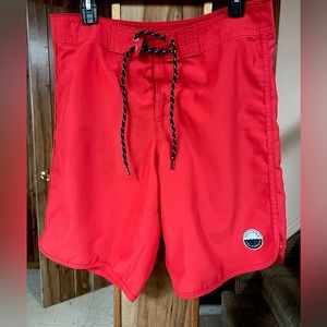 Hollister Men's Sz. M Red (30-32) Men's GUARD Logo SWIM SHORTS 100% Polyester ￼